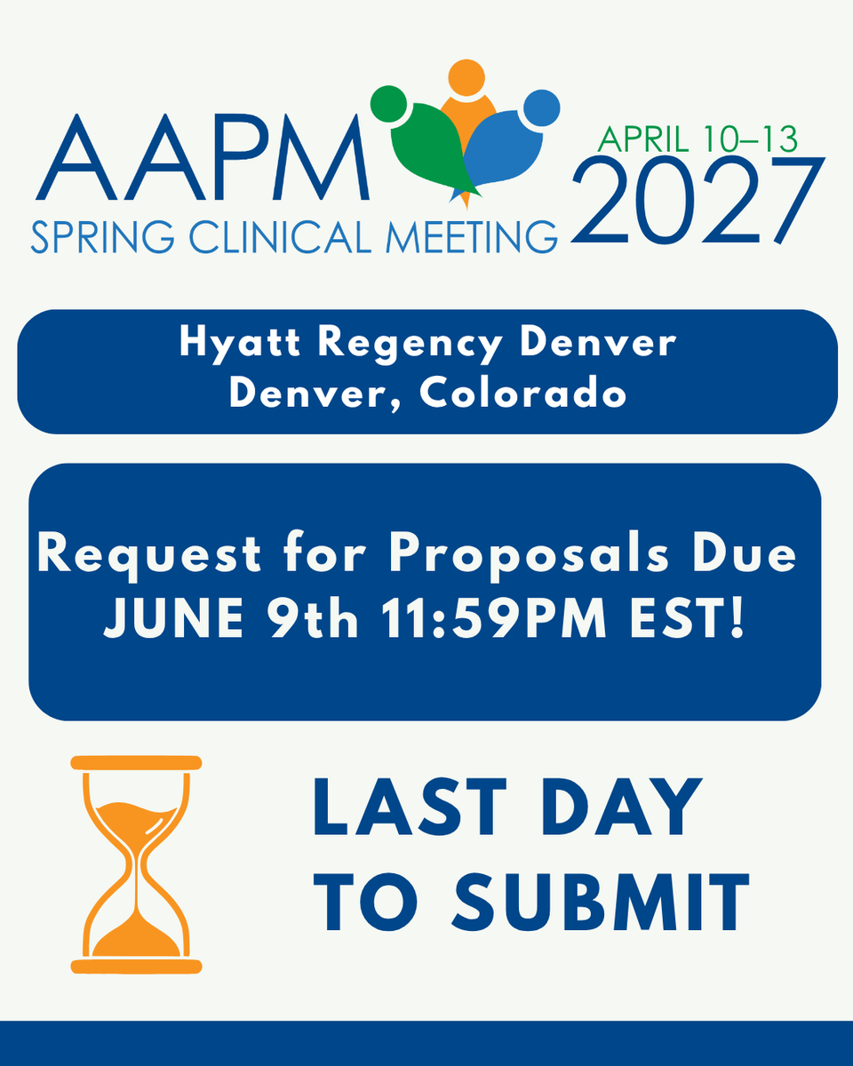 aapmHQ's tweet photo. Today is the last day  to submit your proposal!

We’re seeking engaging, innovative proposals across four tracks:
- Therapy
- Diagnostic
-Mammography
-Professional

Submit your proposal today :https://t.co/qAb0cBy1Zu https://t.co/IG8SIEnIHM
