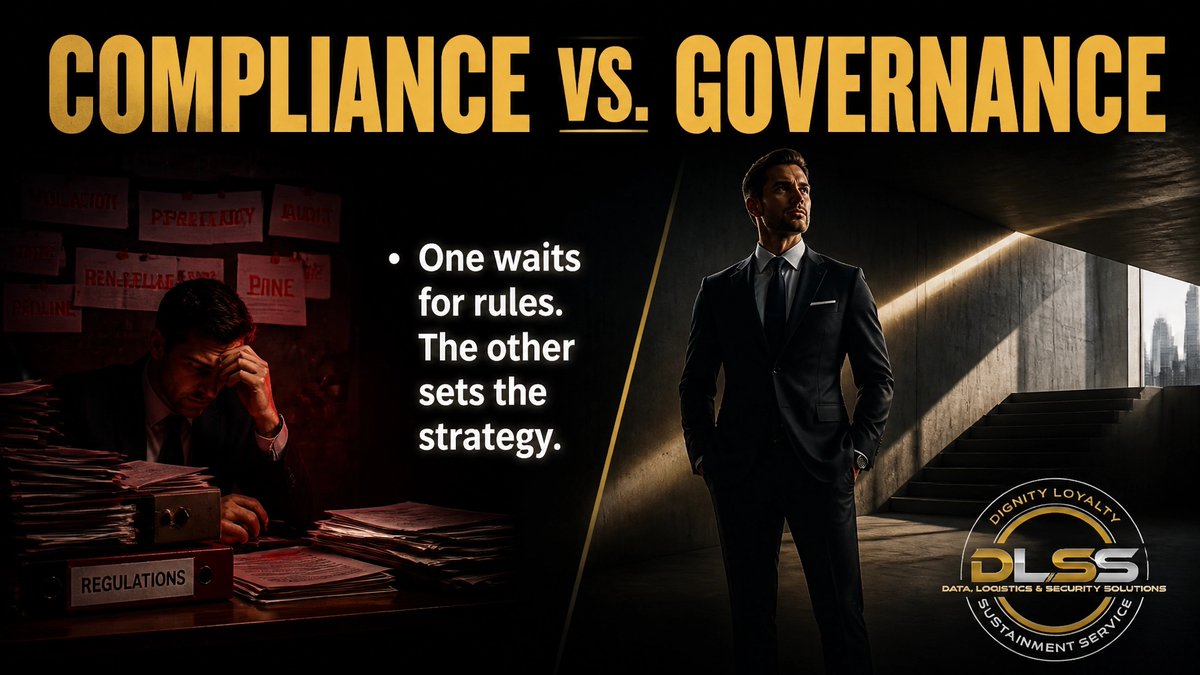 DataLogSecSolut's tweet photo. Compliance waits for a checklist. Governance builds the mission. 

❌ Compliance: Reactive defense. 
✅ Governance: Proactive strategy. 

Stop waiting for the rules to change. Start leading. ⚙️

https://t.co/4FMC6bjhIt https://t.co/LFKxGcLhKk