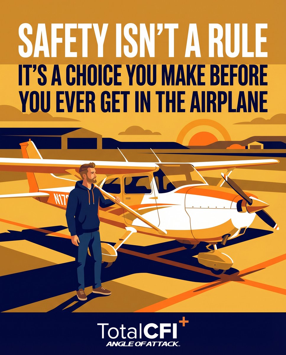 angleofattack's tweet photo. Safety isn't a rule. It's a choice you make before you ever get in the airplane.

Teach your students to make that choice — every time.

#CFI #flying #aviation #studentpilot #learntofly
Get it free → https://t.co/suZImqR2Gk https://t.co/pHfmYdIkrc