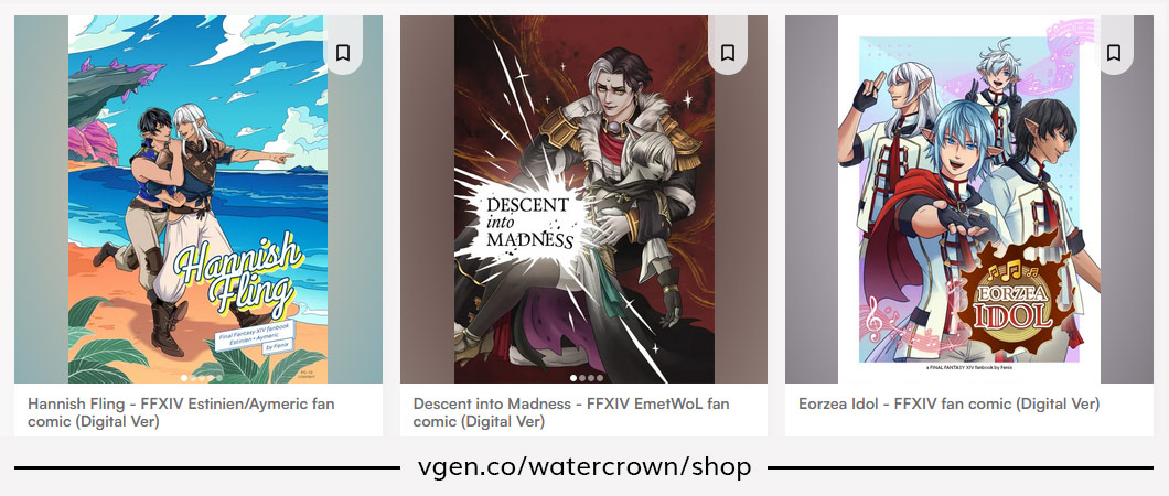 bufoodyne's tweet photo. hii! I've uploaded and made all of my FFXIV comics available as digital PDFs on my VGen shop :D

also throughout June 2026, you can get all three as a discounted bundle \o/ link in next post! https://t.co/huSrRLVVyO