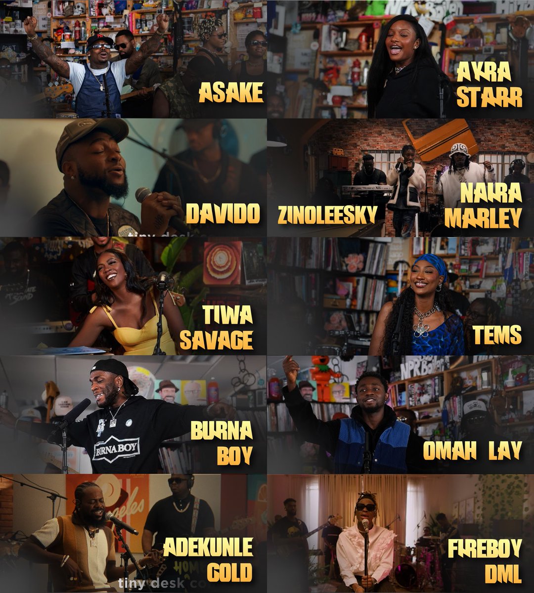 AlbumTalksHQ's tweet photo. 𝗤𝗨𝗘𝗦𝗧𝗜𝗢𝗡: Which Nigerian act delivered the best ever TINY DESK performance?? 🎤 https://t.co/xGd9HwPNe2