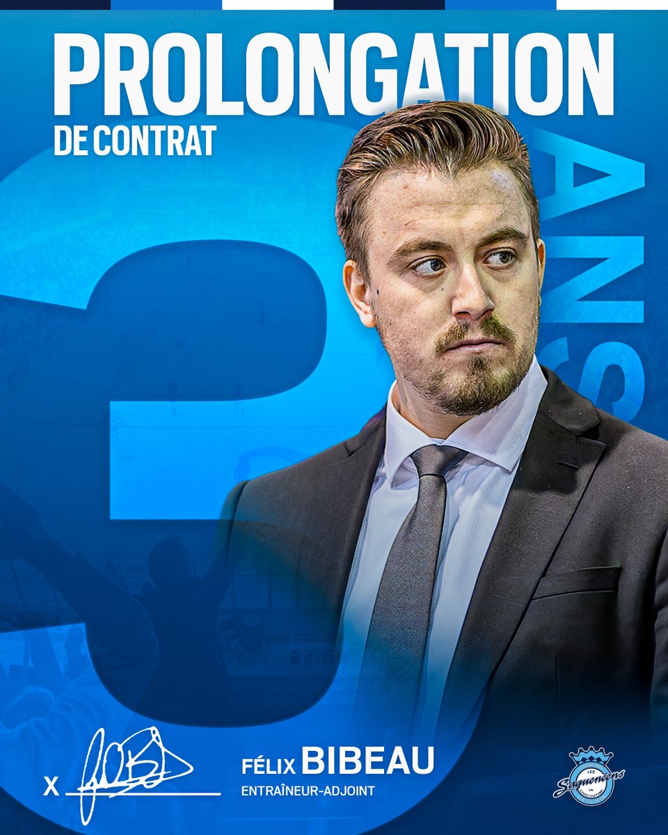 SagueneensLHJMQ's tweet photo. C'est signé✍️

Les Saguenéens s’entendent avec l’entraîneur adjoint Félix Bibeau sur une prolongation de contrat de trois saisons !

#fierdetresags https://t.co/QWuvtD8uVF