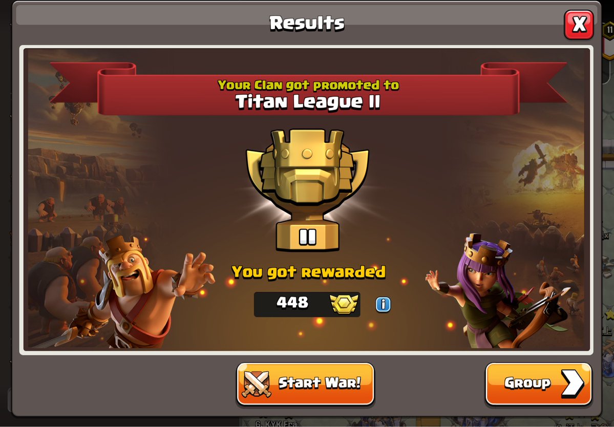 Della_CoC's tweet photo. Happy to have reached our goal, head to the next titan 2. KaYaK always on top!🛶🏆
🚨Ps: if u are good and ur looking for a titan 2 type me in dm! 🚨
#clashofclans https://t.co/5mvRA5gF0x