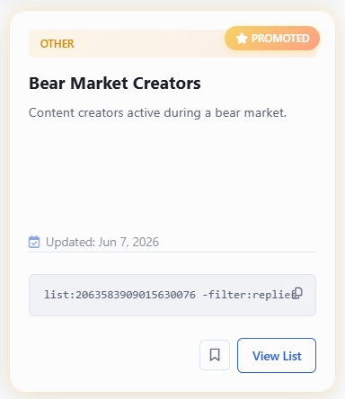 Web3Lists_'s tweet photo. The bear market creators list is now available on Web3Lists https://t.co/XLh85n0vWw
