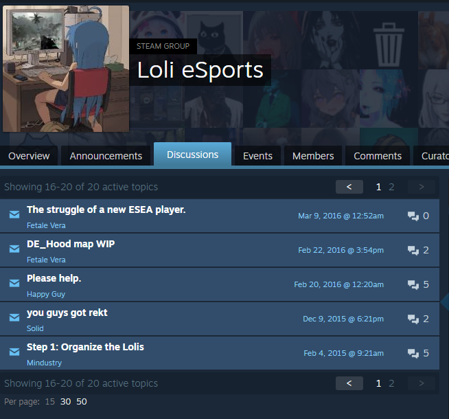 PWS_Comanche's tweet photo. @NemesisKodiak @ARCVR1 @KissMyStern Here's their forum threads... the "someone get this kid" thread is referring to a "kid" who "talked shit" about lolis, and they're exposing his IP address, and discussing DDOSING him. So uh yeah, a little bit of the group is indeed about CSGO... most of it is just degenerate shit https://t.co/wXj7jmq4Zv