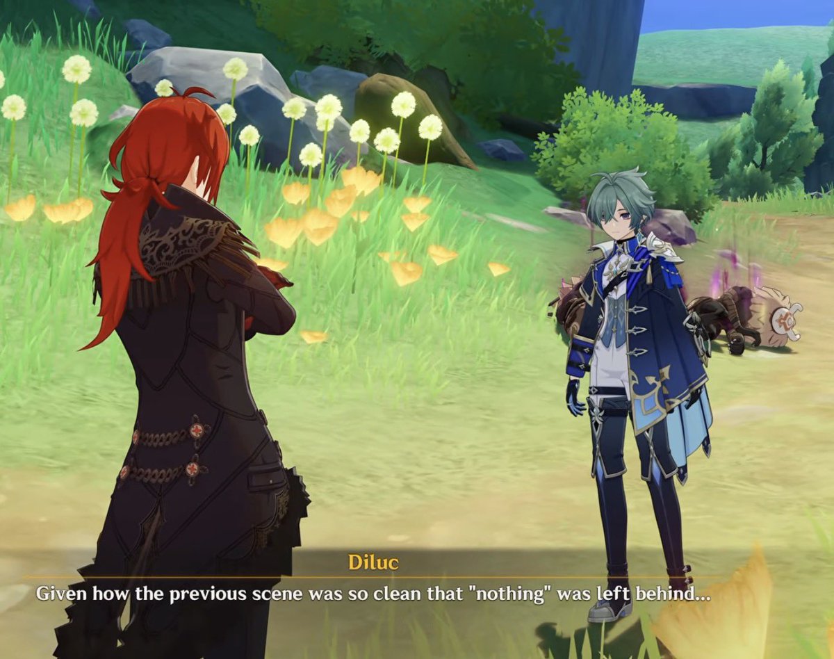 dawnvindr's tweet photo. I love how Diluc is always one of the first few to notice when somethings’s off like lohen’s hidden experiment, and to catch up quickly on the situation. This trait of his is so admirable i love you Diluc https://t.co/eNO13OLyY5
