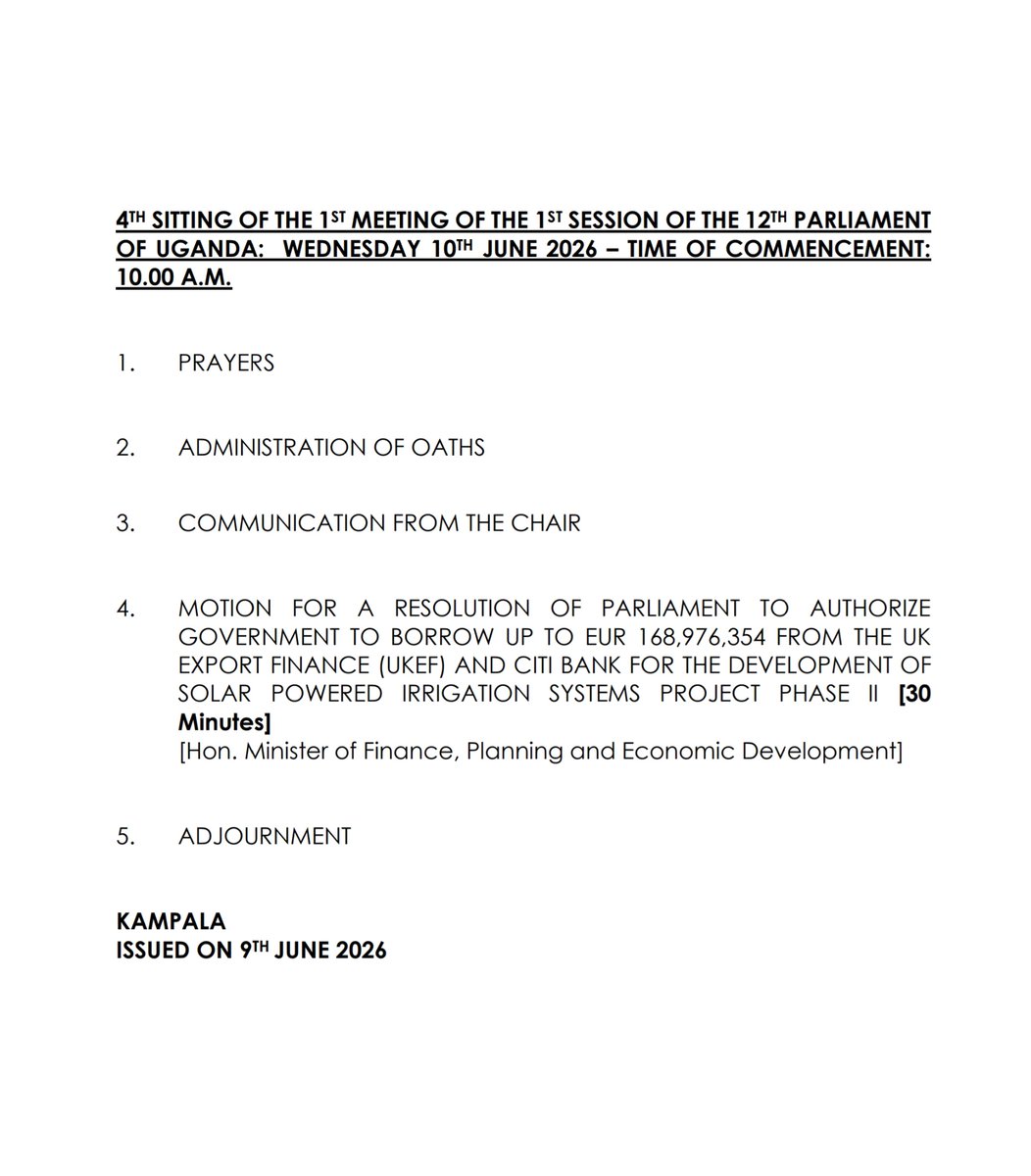 CountryRadio87's tweet photo. House will sit tomorrow, June 10, 2026 starting at 10am. Check out the Order Paper. 

#CountryRadio87 https://t.co/2dbIRS4g3E
