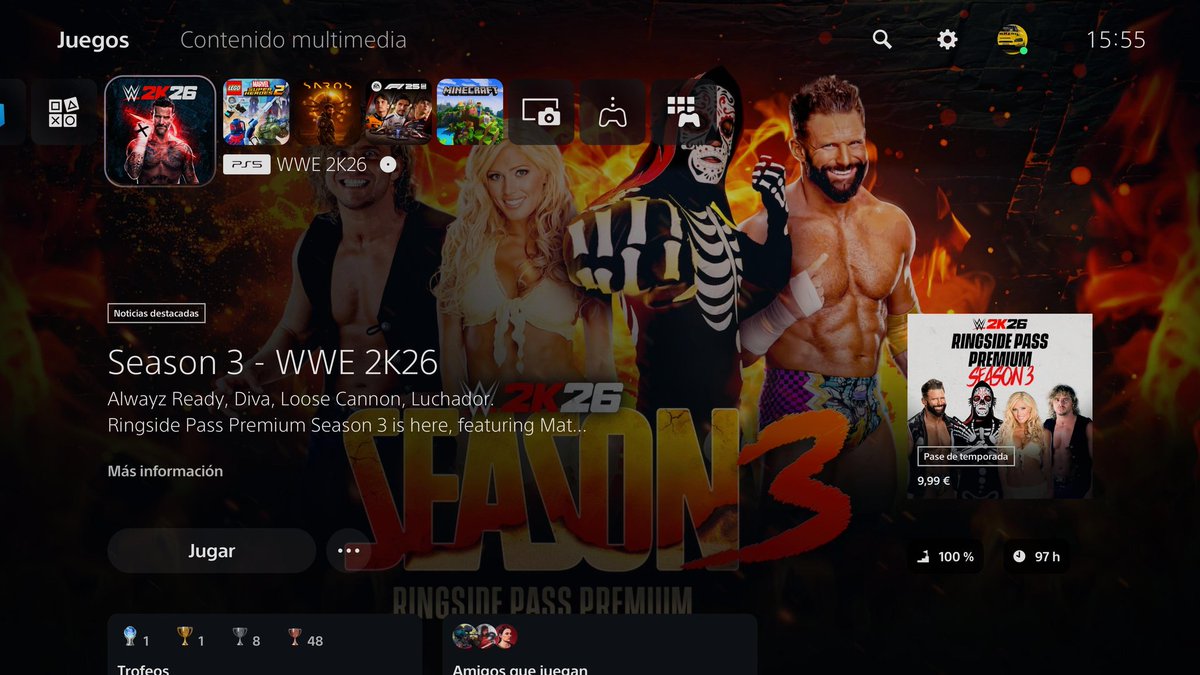 lsmartinez_it's tweet photo. Platino 97 🏆
#WWE2K26 @WWE @WWEespana @PlayStationES 😎🔥👌🏻👌🏻👌🏻
Juegazo, lo mejor de la saga, cada año todo es mejor y este es increíble en todos los niveles.
MyFaction y MyGM ha sido un cristo..
Recomendadísimo 🎮 https://t.co/1IENpx4Q1z