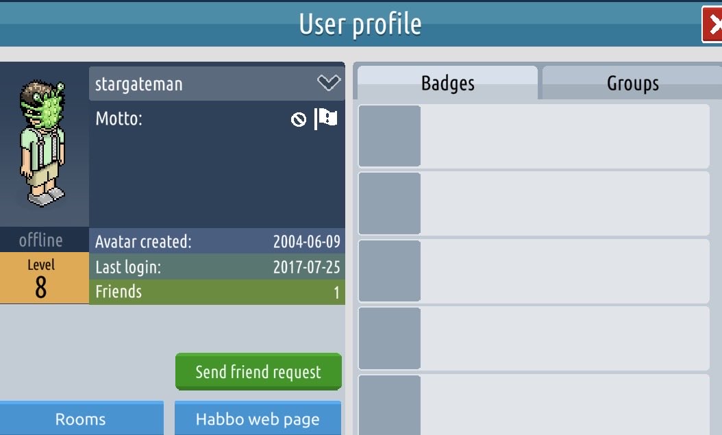 TrophyColl3ctor's tweet photo. Trophy made on 03-06-2003 by user “stargateman” in @Habbo .com

Last log in: in 2017 about 9 years ago

This is my oldest trophy I own! What’s interesting about this is the trophy was made in 2003 but the account was made  year later? #Habbo #HabboHotel #Trophies https://t.co/T5w5OjUHFN