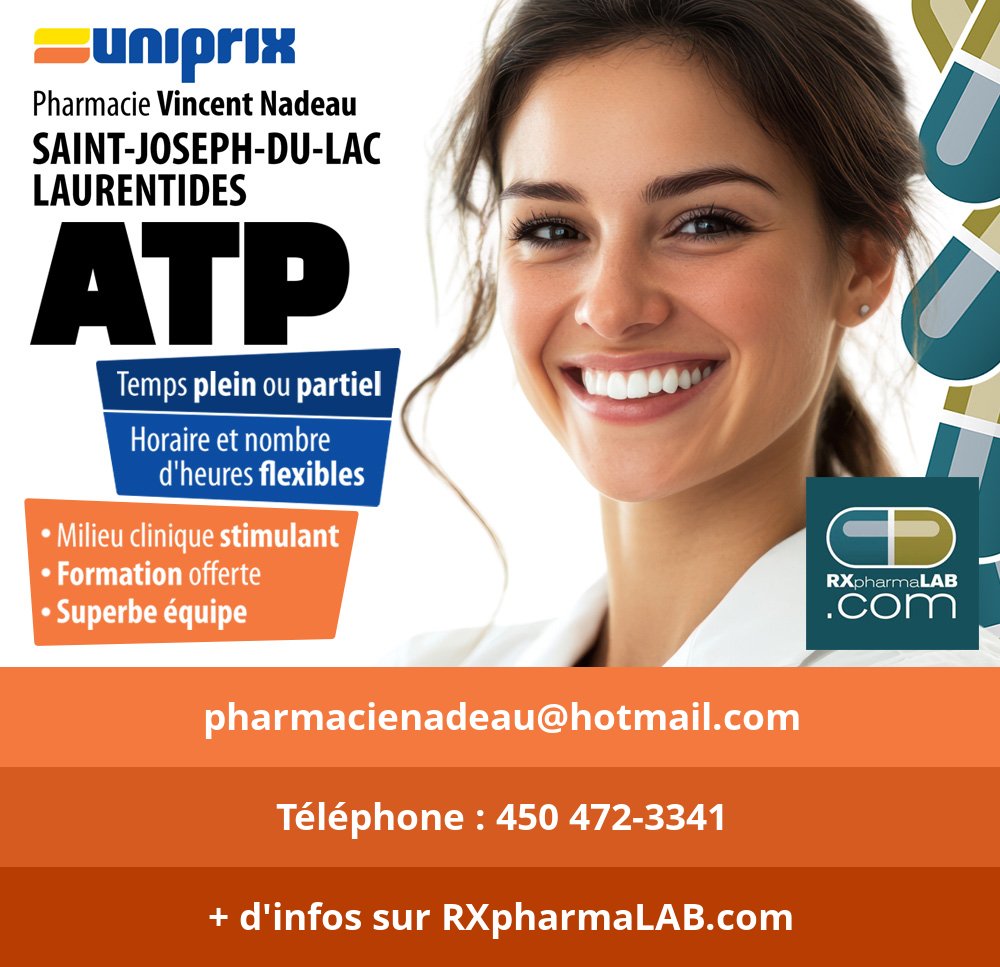 formatp's tweet photo. https://t.co/y2p3s2mW1S | ATP | Saint-Joseph-du-Lac | Pharmacie Vincent Nadeau
✉️ pharmacienadeau@hotmail.com
📞 450 472-3341
👀 Tous les détails sur RXpharmaLAB https://t.co/y2p3s2mW1S

Un poste à combler? https://t.co/ba4Dg4V4jA

#RXpharmaLAB @Uniprix_inc https://t.co/dl3SvUtzww