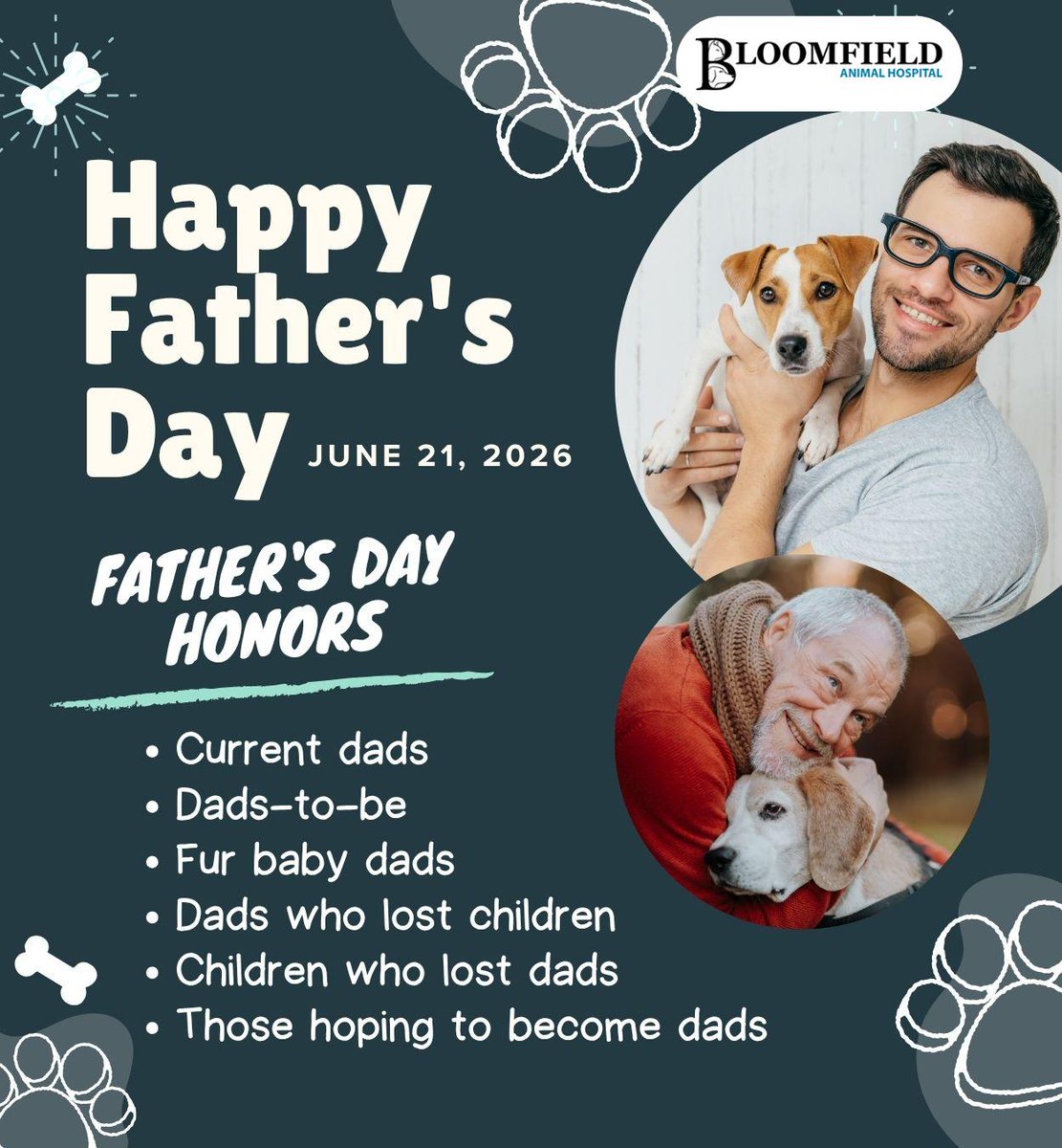 BloomfieldAHosp's tweet photo. Father’s Day honors all dads and father figures, appreciating their love, guidance, support, and lasting impact on our lives. Happy Father's Day.
.
.
.
https://t.co/rOzwGhRZW5
20927 Norwalk Blvd, Lakewood, CA 90715
.
.
.
#fathersday #dadlife #furbabydad #bloomfieldanimalhosp https://t.co/Kqvd4xD3CI