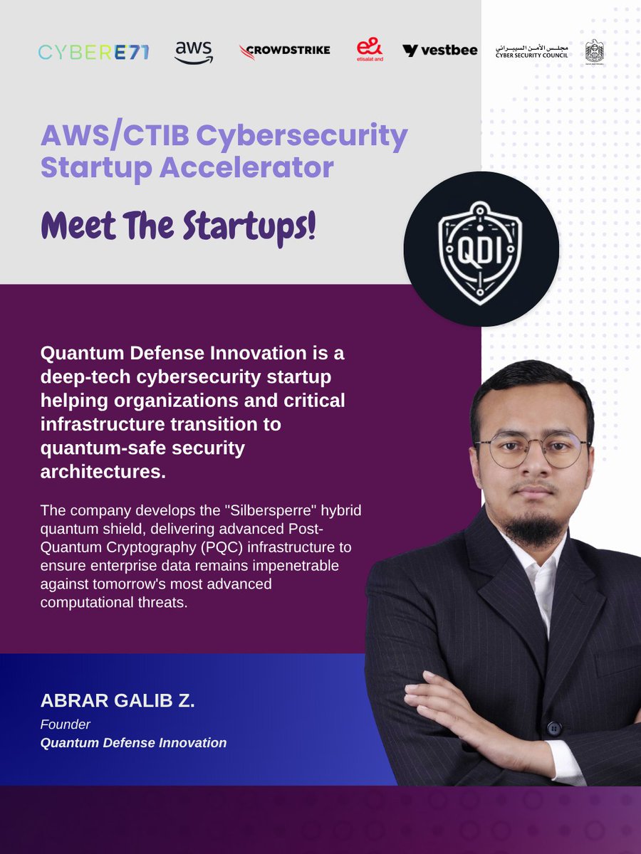 CyberE71's tweet photo. Meet Quantum Defense Innovation👇
Quantum Defense Innovation is a deep-tech cybersecurity startup helping organizations and critical infrastructure transition to quantum-safe security architectures. https://t.co/EwWIozTJWR