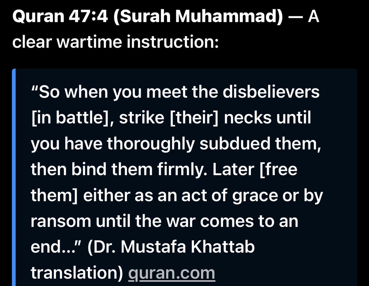 jackm18257's tweet photo. @PolitlcsUK Be interesting to know his religion because this is what it says in the Quran about the kinds of attacks. https://t.co/rsMgTmDFcj