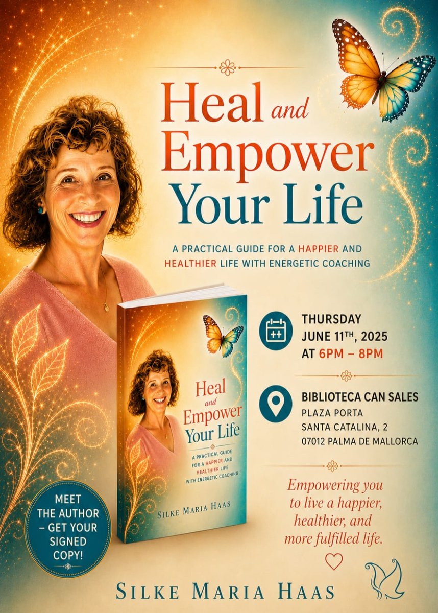 rapitbook's tweet photo. 📖 Este miércoles presentamos Heal and Empower Your Life de @SilkeMaria Haas.
📍 Ca'n Sales · 🕕 18 h
Una guía para reconectar con tu energía y crear la vida que realmente quieres. ¡Te esperamos!
#HealAndEmpowerYourLife #Rapitbook https://t.co/qnyh7RPnYN