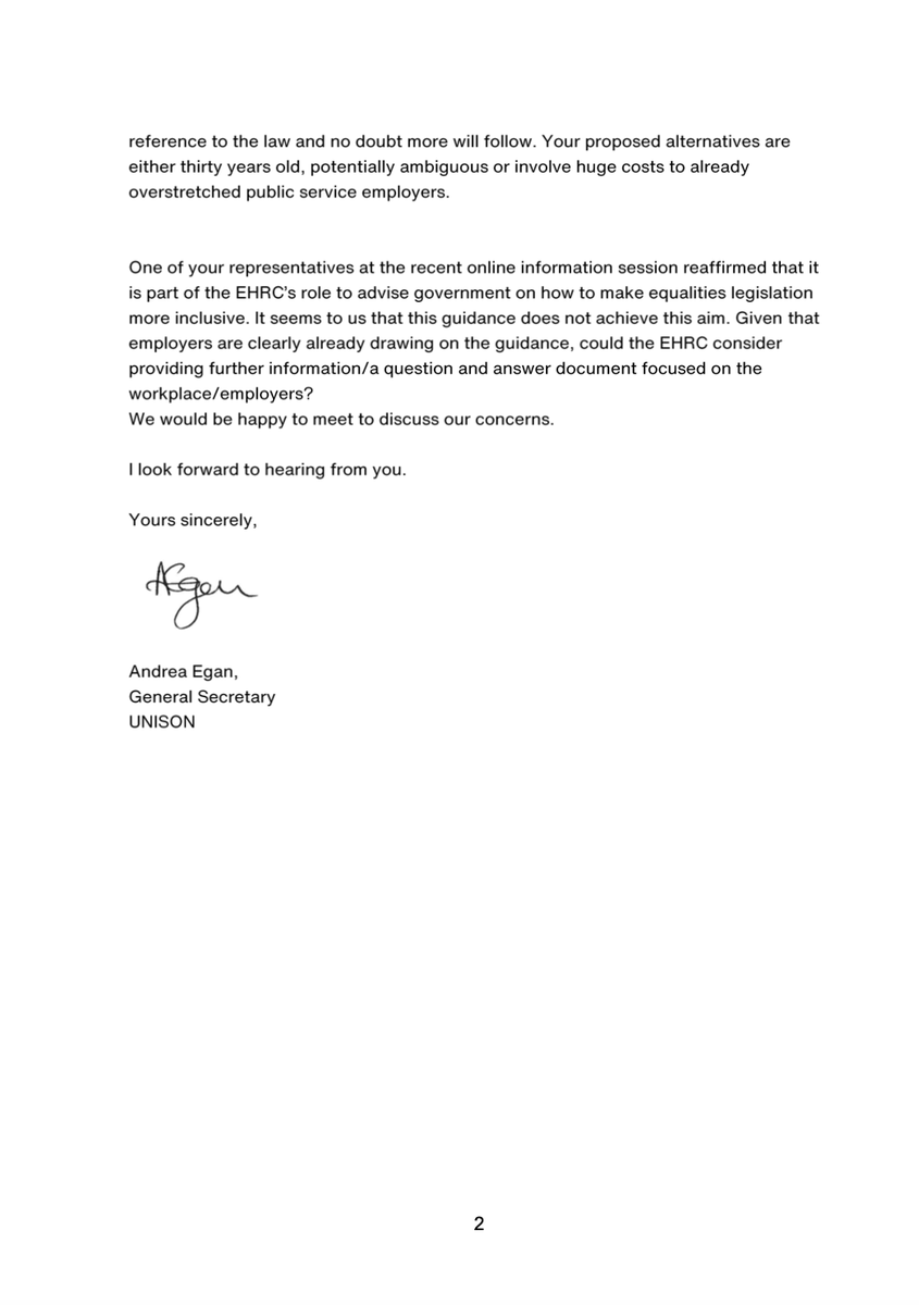 unisontheunion's tweet photo. Today, @AndreaEganGS  has written to @EHRC Chair Dr Mary-Ann Stephenson challenging their statement,  giving examples from our members where employers are withdrawing trans inclusive policies and using the code of practice guidance as the reason.

Read: https://t.co/84NfUNftKS https://t.co/nwhTtC7IIa