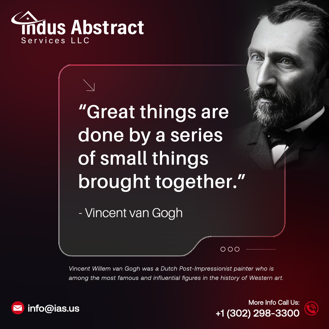 iastitlesearch's tweet photo. Great things are done by a series of small things brought together.

– Vincent van Gogh

#IndusAbstractServices #QuoteoftheDay #Success #TeamWork https://t.co/pejq6Q89Dc