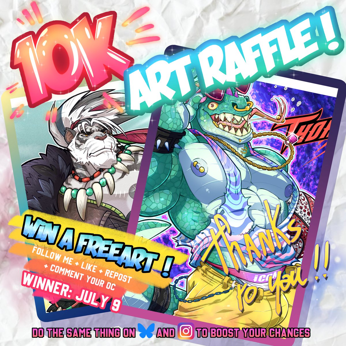 Uobihs_nest's tweet photo. 🎉10k followers ?!🎉
Honestly, I never thought I'd get this far. Thank you all so much for the support, comments, shares, and for simply sticking around !💛
⭐To celebrate, I'm doing an art raffle!⭐
Follow + Like + Repost + Comment your OC ref to enter 
Good luck !🍀
#ArtRaffle https://t.co/TnWgzWeAoS