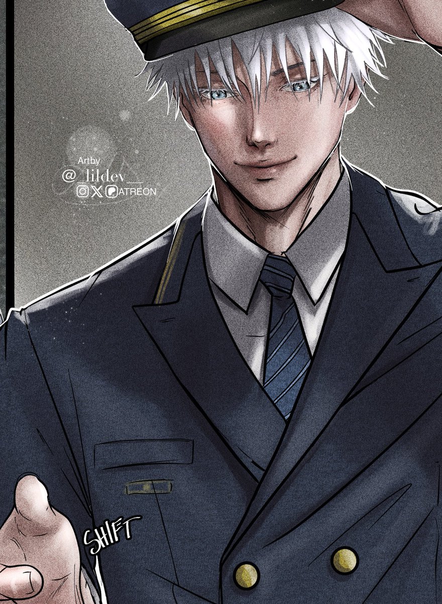 _lildev__'s tweet photo. Train Conductor Gojo pt2 :з
Art on my Ptr ♡n ✨ 
#GojoSatoru #fanart https://t.co/oqmnlYAEEf