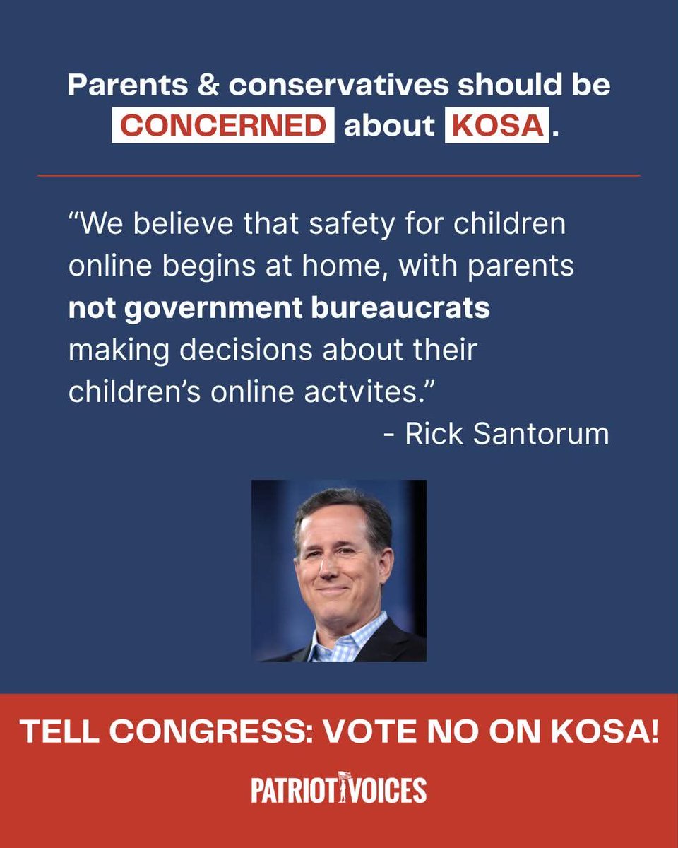 Patriot_Voices's tweet photo. We advocate for solutions that genuinely protect our kids while respecting family privacy and parental rights. The Kids Online Safety Act is NOT the answer. Join @RickSantorum in adding YOUR voice in opposition to KOSA https://t.co/VRWhanXe7x
#ParentsMatter #FamilyFirst #parents https://t.co/BOuzOaQxB0
