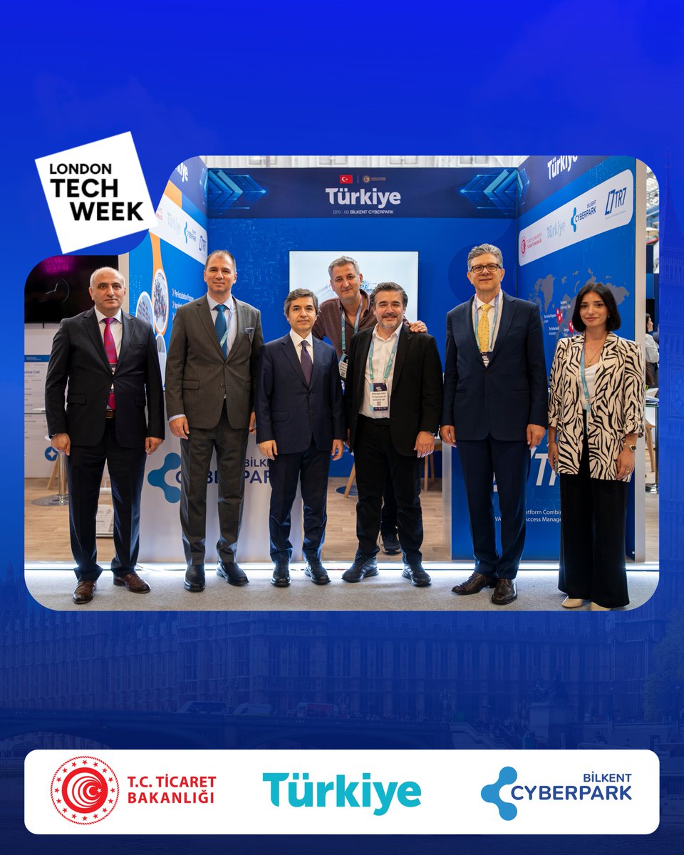 CyberparkTGB's tweet photo. 📍 London Tech Week 2026 | United Kingdom, London

The opening ceremony of the Türkiye National Participation Organization, held within the scope of London Tech Week 2026, took place.

As part of the opening program, Ayşe Nur Tunçel, Senior Specialist of Bilkent CYBERPARK Entrepreneurship, Collaboration and Technology Transfer Unit, gave a comprehensive presentation introducing the Bilkent CYBERPARK ecosystem.

In the presentation, Bilkent CYBERPARK's innovative and technology-oriented structure, the support mechanisms offered to entrepreneurs and technology companies, its internationalization vision and global collaboration strategies were shared with the participants.

Within the scope of the National Participation Organization, which aims to increase the visibility of Türkiye's technology and innovation capacity in the international arena, strong contacts continue to be established with global investors, technology leaders and strategic stakeholders.

📅 June 8–10, 2026
📍Olympia London
📌 Stand: 70-03 & Pod 16

@ticaret | @LDNTechWeek