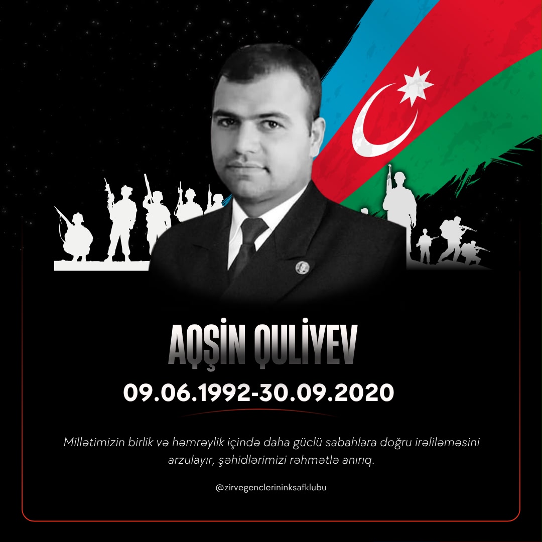 dostgik's tweet photo. 🇦🇿Azərbaycan Silahlı Qüvvələrinin Giziri, İkinci Qarabağ müharibəsi iştirakçısı Aqşin Quliyev 1992-ci il iyunun 9-da Goranboy şəhərində anadan olmuşdur.
Allah rəhmət etsin!
.
.
. 
#QarabağAzərbaycandır #KarabakhisAzerbaijan #ŞəhidlərÖlməzVətənBölünməz https://t.co/aFo9fEr8iL