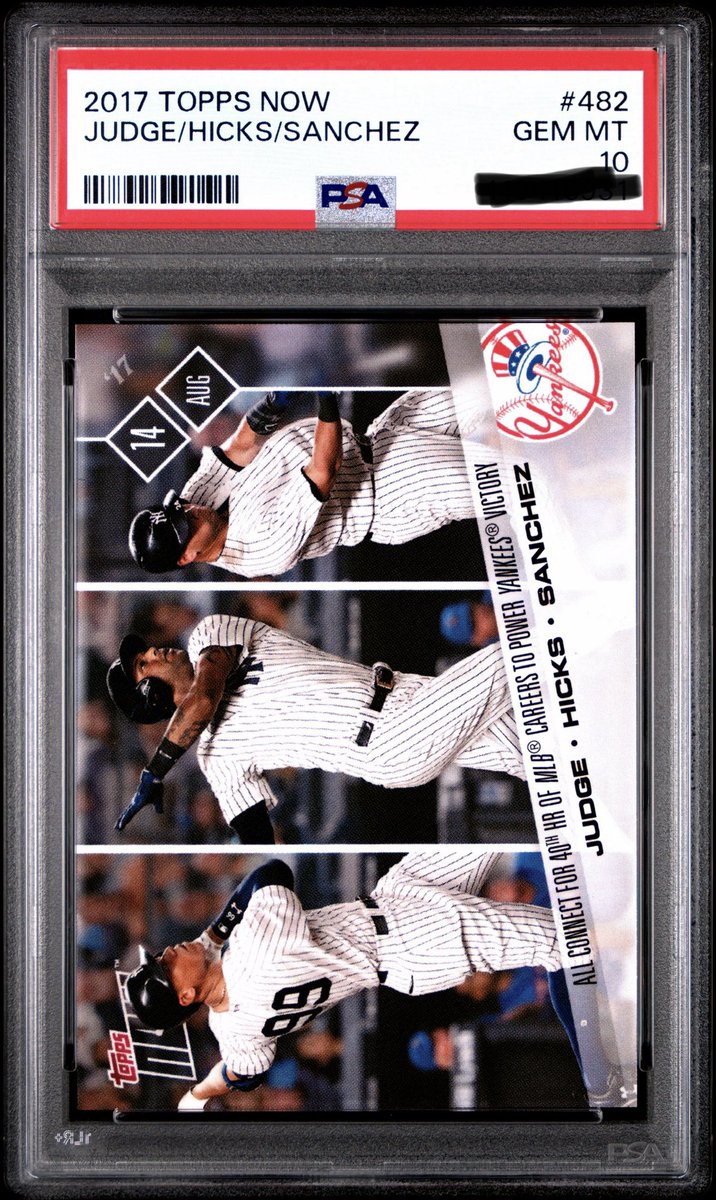 BermanGabe's tweet photo. If anyone has this card in a PSA 8, 9, or 10 I am a buyer. This is the last card I need to complete Judge Topps now set. @CardPurchaser https://t.co/iPAd2PR7iB