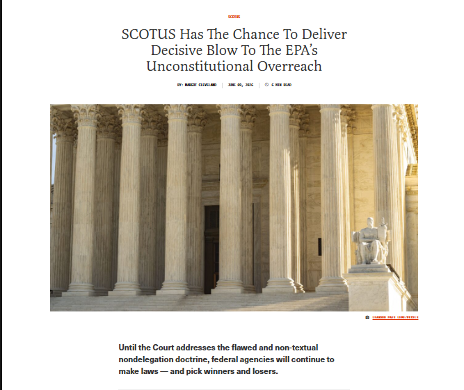 ProfMJCleveland's tweet photo. 🚨SCOTUS pundits: There's a sleeper case being discussed in conference next week that hold huge significance from a constitutional AND restraining the administrative state perspective. PLUS it is horribly offense what EPA did. 1/ https://t.co/otMu9sgWiz