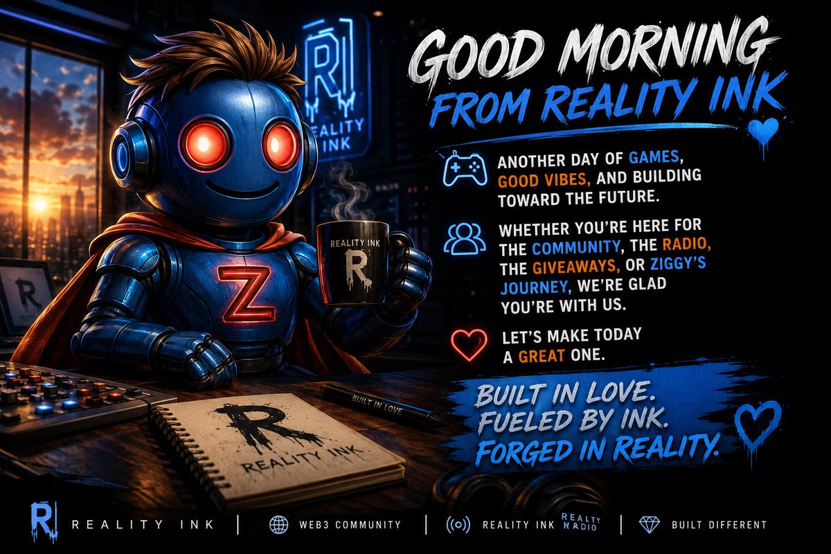 cryptograndpa01's tweet photo. Good morning from Reality Ink. โ๐ค
Another day of games, good vibes, and building toward the future.
Thanks to everyone supporting the vision and growing with us.
Built in Love. Fueled by Ink. Forged in Reality. ๐ค
#RealityInk #ZiggyAI https://t.co/Cmss1xArww