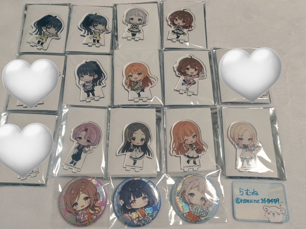 ramune240409_'s tweet photo. アニメイトカフェグッズ
無印の子は定価でお譲り可能です。
相互様でお求めの方いましたら、お気軽にお声かけ下さい。
休日池袋,平日横浜・川崎手渡し◎
郵送は要相談で💦

(写真にはないけど、大運動会の時のアクスタ、清夏ちゃんもあります…)

FF外は後日、募集かけます…。 https://t.co/rotNPt3Hpn