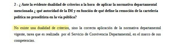 JuanAbdala02's tweet photo. LA INTENDENCIA TE MINTIÓ.

Cuando aparecieron los pasacalles con la leyenda “el gobierno te mintió”, la IM tuvo una sorpresiva celeridad y agilidad para bajarlos lo antes posible. No existió esa celeridad y agilidad para bajar los pasacalles en defensa del gobierno, que siguen colgados hasta hoy. 

Sin embargo, esto contestaron cuando pedimos informes. La intendencia te mintió 👇🏻