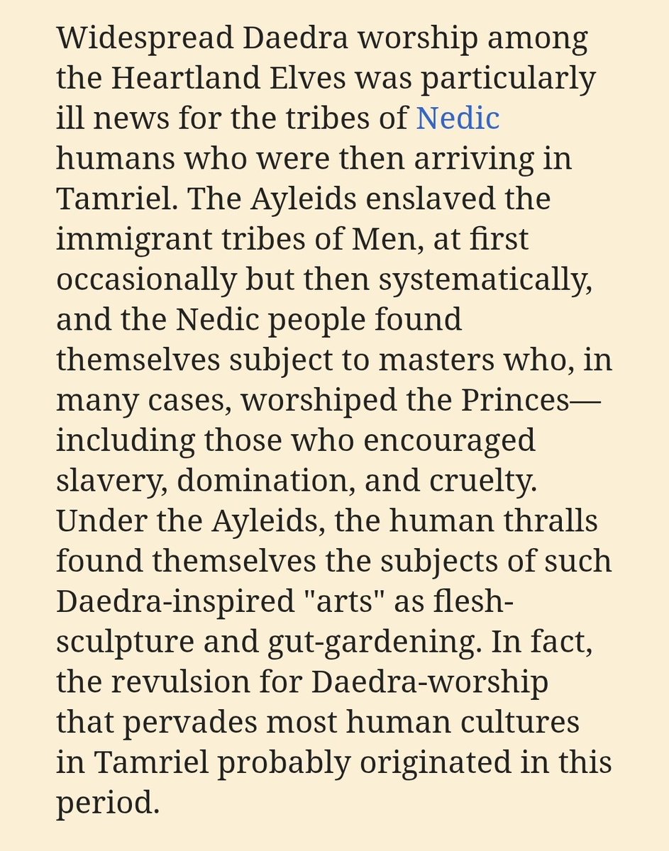 MagickAlicecon's tweet photo. @DonetskIsoir Really, when you look at both the Night of Tears and the Ayleid Imperatum Saliache, the elves were really awful to the early humans.
And they have the gall to complain about Nord racism in Skyrim when it's not even a fraction of what the old mer did to humanity back in the day. https://t.co/jfmurRmrso