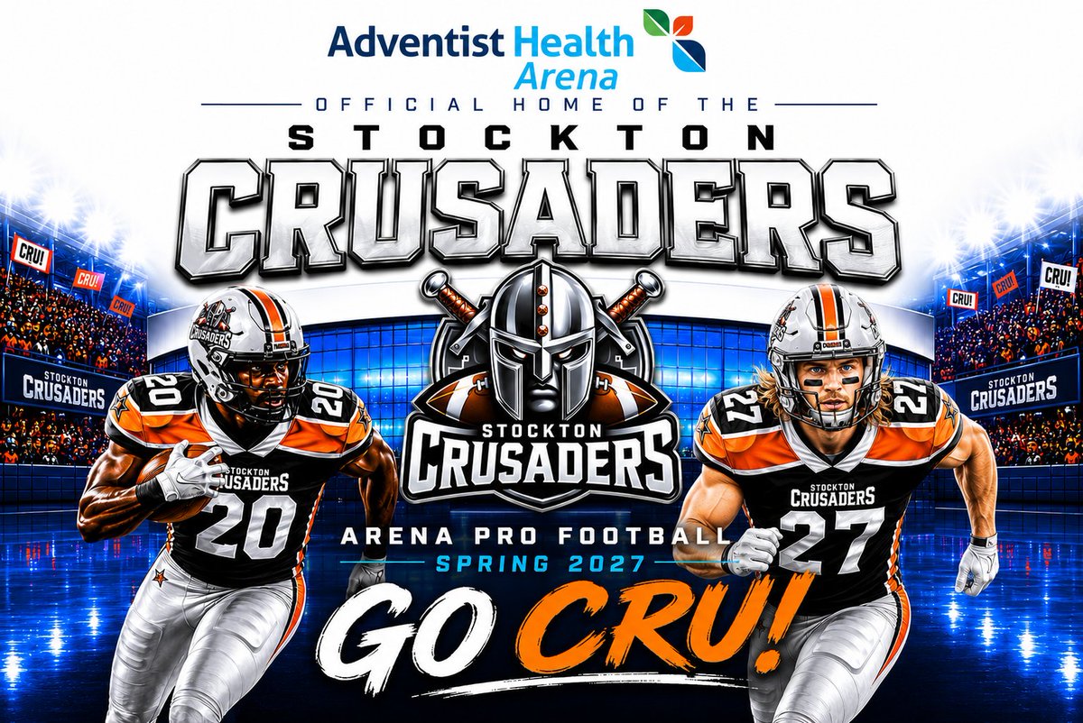 StocktonCru's tweet photo. @StocktonCru

Arena Pro Football is coming to Stockton and the Central Valley! The Stockton Crusaders will kick off in the spring 2027 in Arena Football One!

We would like to thank our early fan base (The Cru) for their patience over the last two years.

The June 10th press conference is going to be a very special event. It's open to the public and Live Streamers are encouraged to attend to help spread the word on their social media channels and ours.

A few days after the press conference, we will post the edited full press conference on our YouTube channel.

Together we win. Go Crusaders!