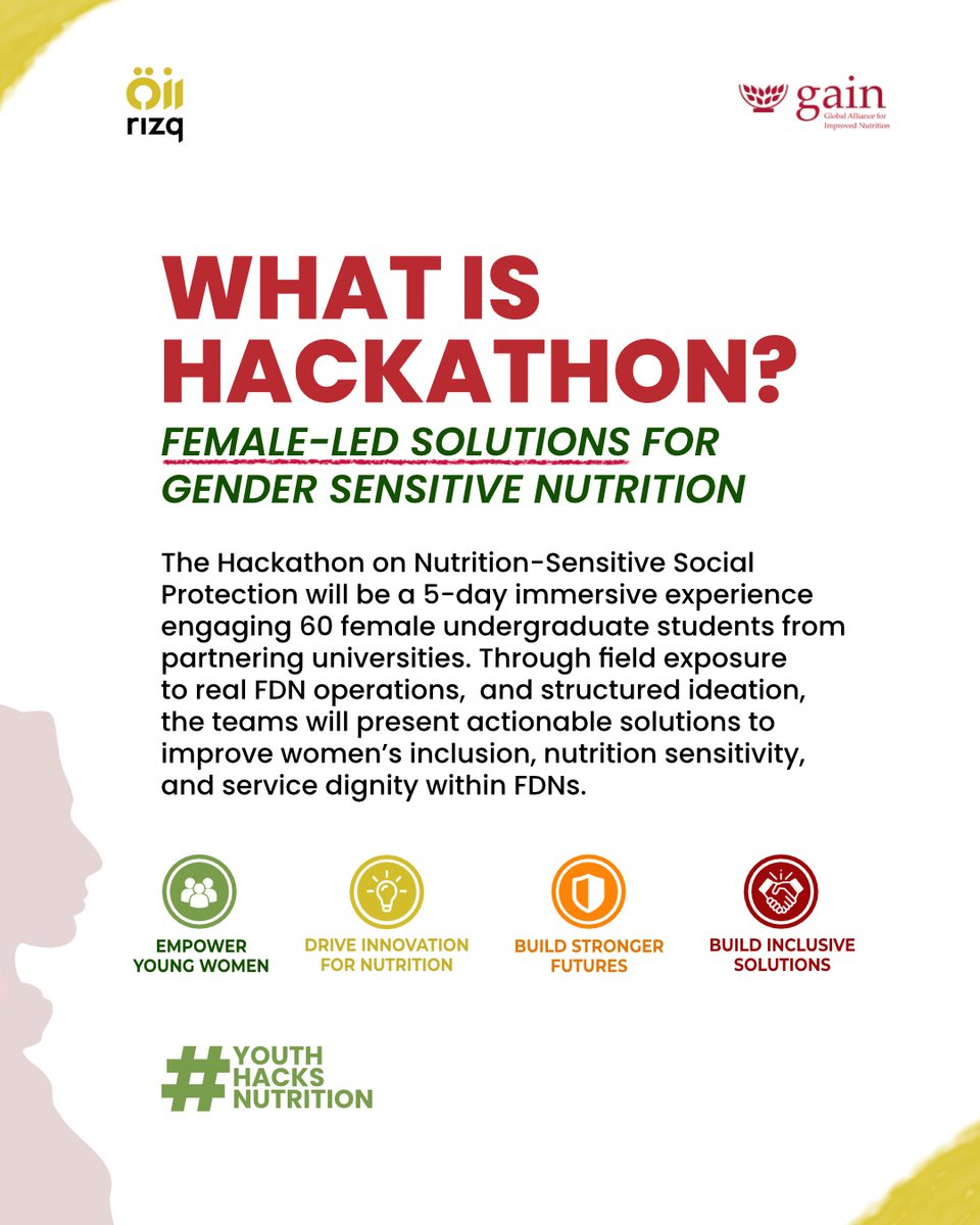 rizqorg's tweet photo. Are you passionate about making nutrition accessible for women? 

Here's your chance to make a difference!

@PakistanGain and Rizq are bringing an exciting competition for female students of Lahore - Hackathon! 

60 female students, 10 teams, 1 winning solution. 

Register today! https://t.co/FZvUljGcOj