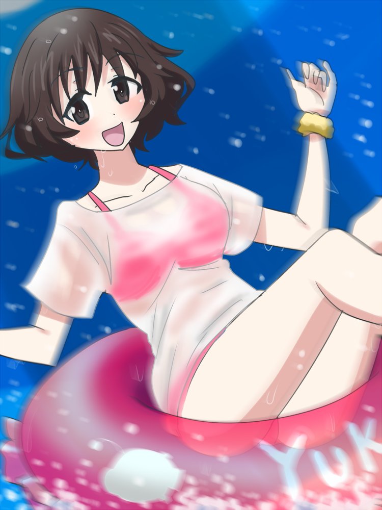 karuta_2022's tweet photo. 秋山誕☆2026！描いたよ　#ガールズアンドパンツァー #ガルパン #秋山優花里 #ゆかりん #水着 #ウォータースライダー #秋山優花里誕生祭2026　＃ちょっと遅くなりました・・ https://t.co/7QBgsoRkeR