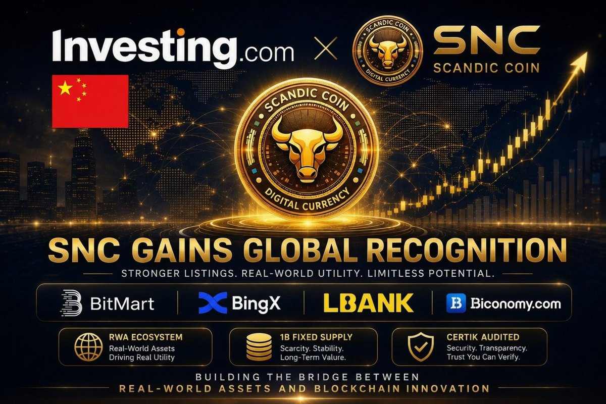 SCANDICCOINECO's tweet photo. Scandic Coin 持续获得全球财经媒体关注！

随着交易所上线及生态应用不断扩展，$SNC 正稳步推动现实世界资产（RWA）与区块链技术的融合。

感谢 https://t.co/a9LGuHxGQK 的报道 👇

https://t.co/GfG9tpglBB

$SNC #Scandic #RWA #Web3 #Crypto https://t.co/CwdPTGiUXJ
