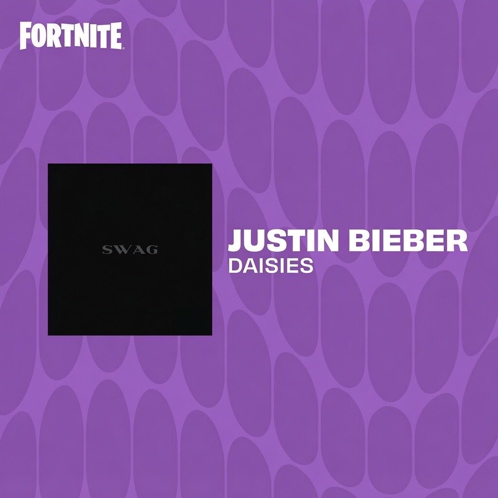 BiebCrave's tweet photo. Justin Bieber’s “DAISIES” will debut as a Jam Track in @Fortnite Festival on Thursday.

Jam Tracks are songs that players can perform and use across Fortnite’s music experiences. https://t.co/tNPIPa6MQI