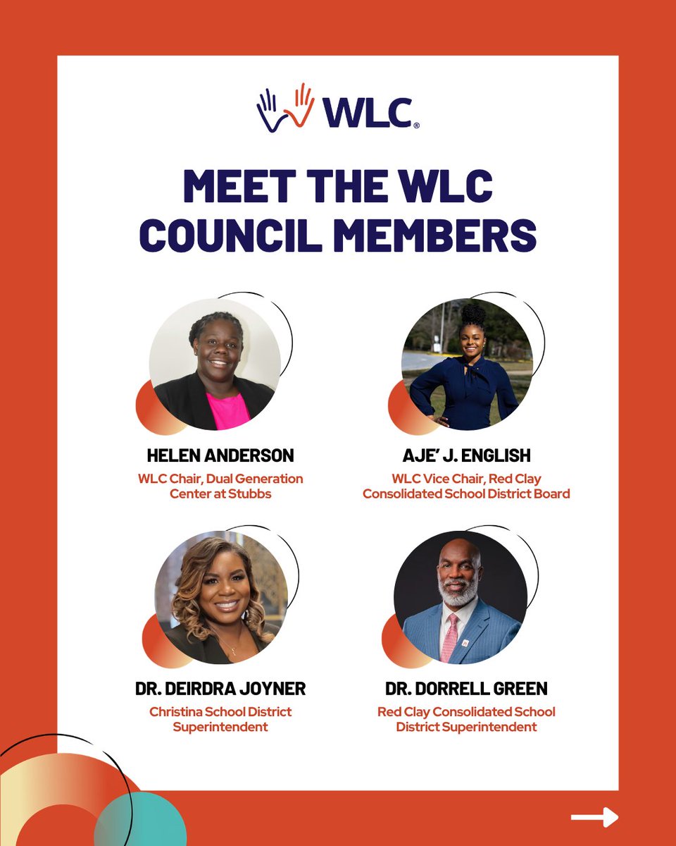WLC_DE's tweet photo. Behind every impactful decision at WLC is a group of dedicated council members contributing their collective wisdom to the table. Each member brings their own experience and deep commitment to the work to help drive better educational outcomes.

Meet the people making it happen. https://t.co/VcUUTsDH78