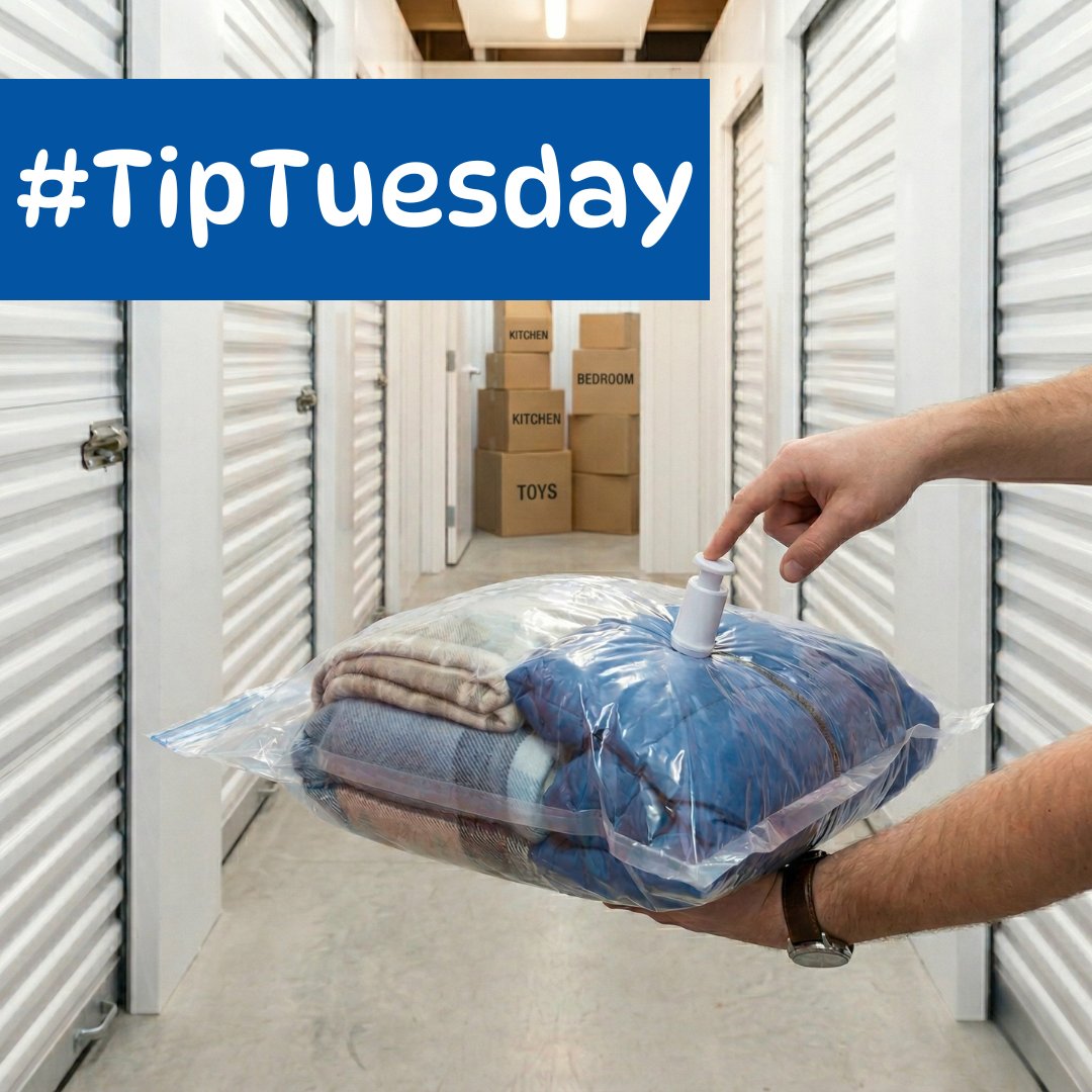 YSPPerrinBeitel's tweet photo. 💡 TIP TUESDAY: Double your storage space! 💡 Bulky items like comforters and heavy coats make your storage unit feel small. 📦 The easiest fix? Vacuum Sealing. 💨 By compressing soft goods, you free up massive amounts of space. It's a quick, affordable organization win. https://t.co/VENPynmNNi