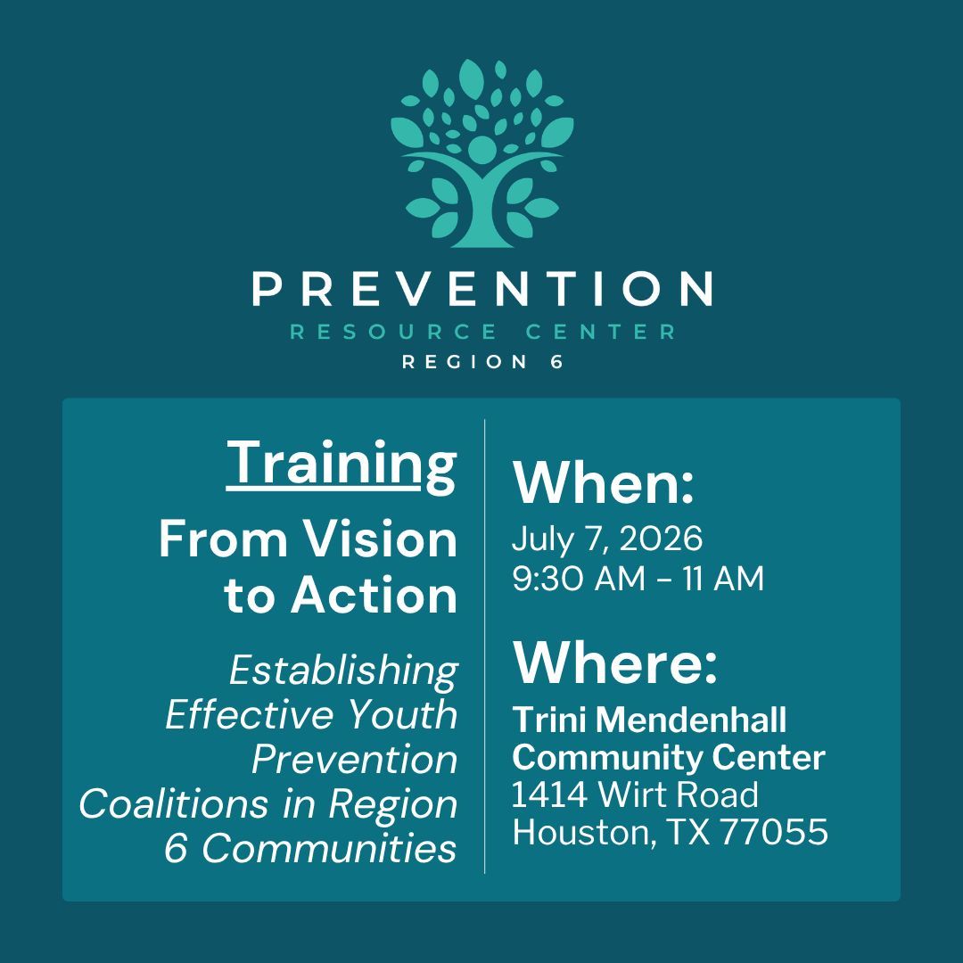 PH_Texas's tweet photo. Join #PRC6 &amp; @FortBendCouncil for "From Vision to Action: Establishing Effective Youth Prevention Coalitions in Region 6 Communities." This in-person training will be held on 7/7/26 from 9:30 AM - 11 AM. Visit our Linktree in bio to RSVP! #PositivePrevention https://t.co/TR7qTCeZSO