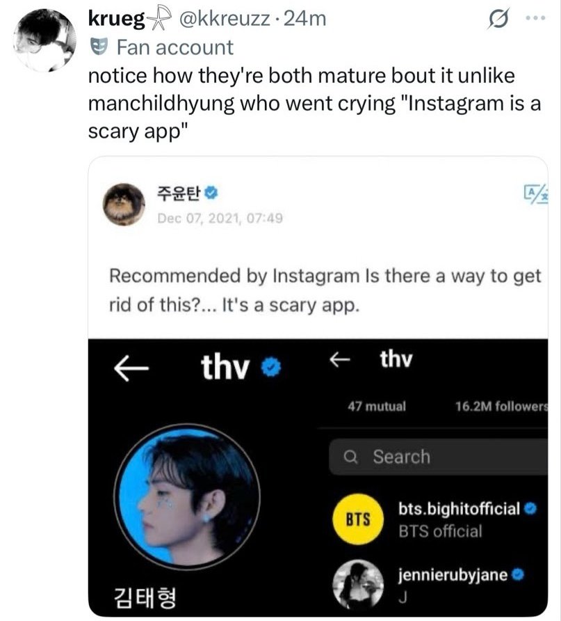 Ed3njks's tweet photo. Its been 6 years and her biggest achievement is still an accident follow by Taehyung im crying https://t.co/o6Nt0emR7c