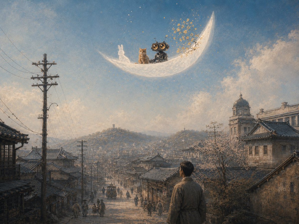 mrsmithbarcode's tweet photo. Half Moon
Subtitle
Inspired by Yoon Geuk-yeong’s longing for his late sister and his wish to console the sorrow of a nation under colonial rule, after seeing a half moon hanging in the daytime sky
#HalfMoon
#YoonGeukYeong
#KoreanLyricism
#SpringMemories
#ColonialEraSeoul
#Johnny5AndButter
#MoonboatDream
#KoreanSentiment