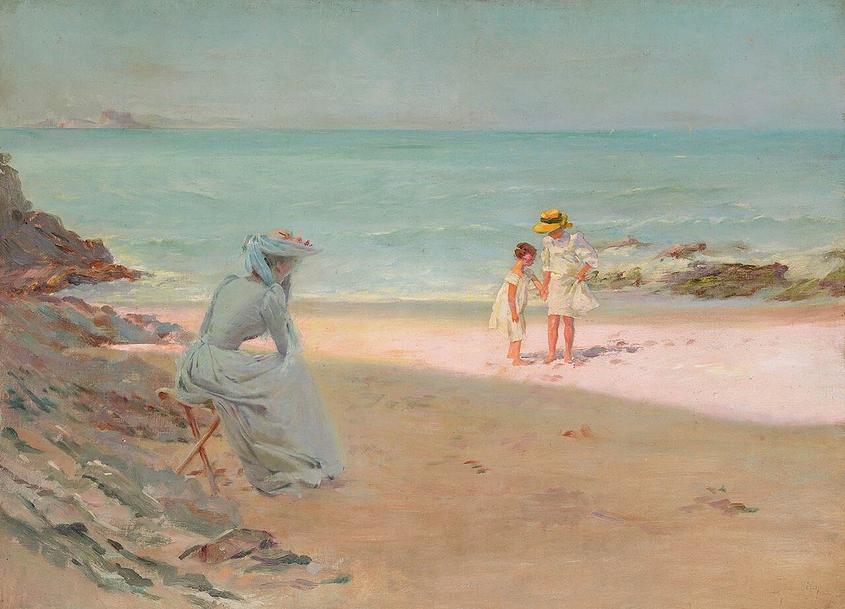 EmiWesolowski9's tweet photo. Les enfants et leur mère sur la plage by René Gérin, circa 1890. https://t.co/ZMWS2tFfLS