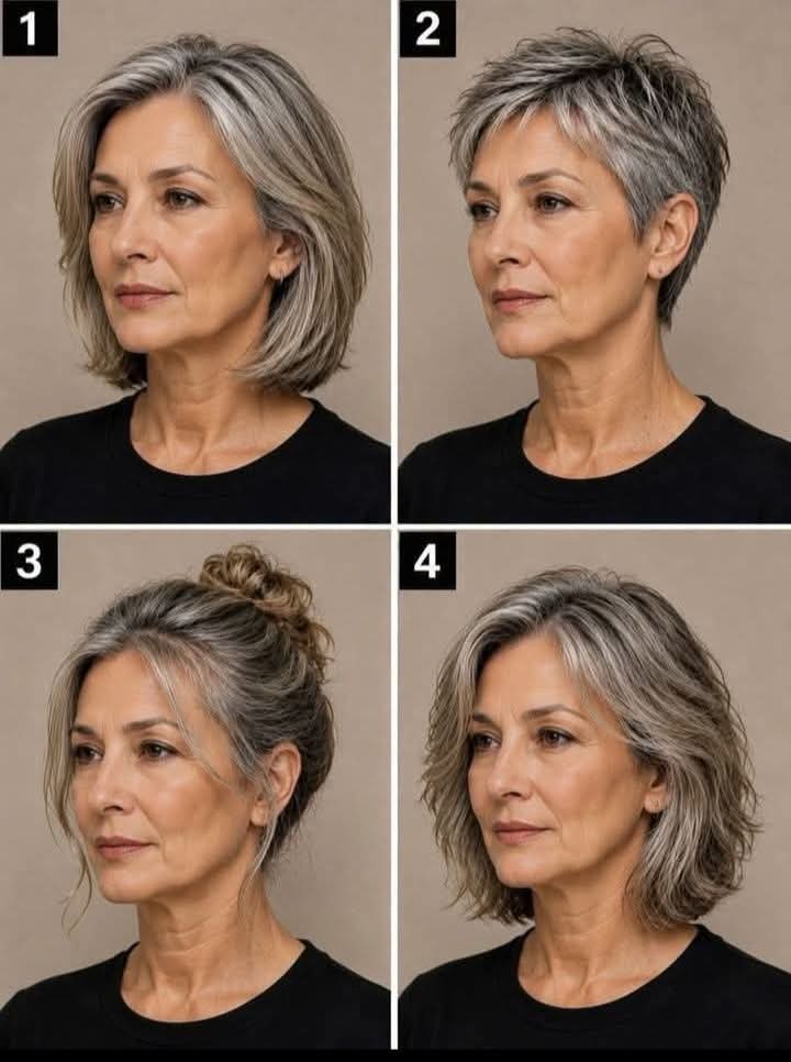 Hania16836's tweet photo. She is 73 years old, which hairstyle works best for her? ❤️ https://t.co/v08Xopwa80