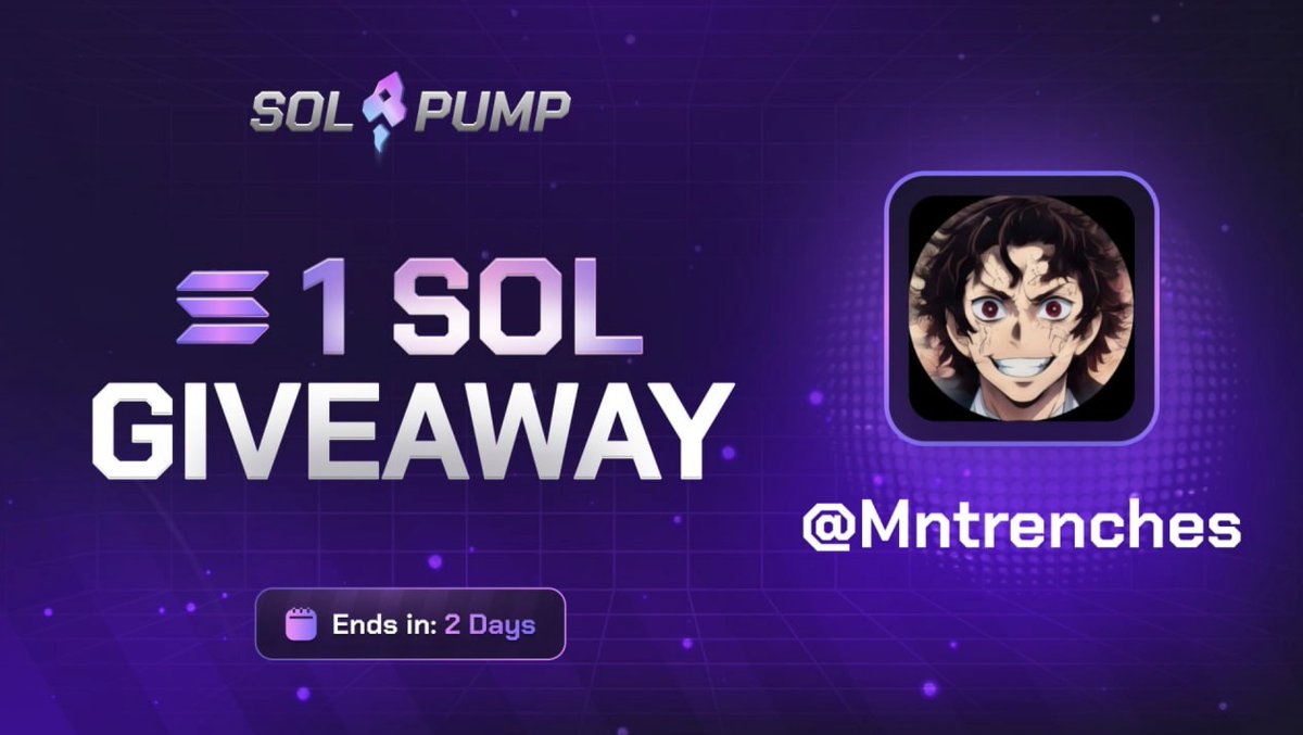 Mntrenches's tweet photo. 🚨 1 SOLANA GIVEAWAY 🚨

How to enter 👇
Follow @Mntrenches &amp; @Spumpio 
Like + Retweet
Tag a friend

Ends in 48 hours https://t.co/nmdiBJYyWV
