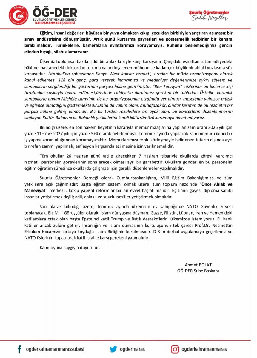 ogdermaras's tweet photo. 🔻
Basın Açıklaması 
(06 Haziran 2026)

"OKULLAR HAPİSHANE OLMASIN!"

#Kahramanmaraş l #Eğitim l #MEB https://t.co/8uq0Bc8hul