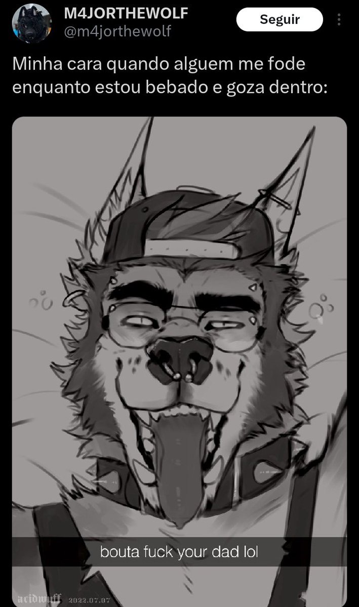 AcervoFurry's tweet photo. minha cara quando alguem me fode enquanto estou bebado e goza dentro: bouta fuck your dad lol m4jorthewolf horny maluquinho bebidas porra sexo romantização de situações perigosas https://t.co/pWKVviyaC7