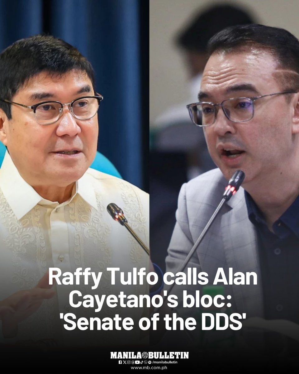 manilabulletin's tweet photo. Senator Raffy Tulfo disputed claims made by Senator Alan Peter Cayetano that there are effectively “two Senates,” saying such remarks were very wrong, insisting that the current Senate leadership bloc is legitimate under established legal and institutional precedents.

READ: https://t.co/xOTEpPYpk4