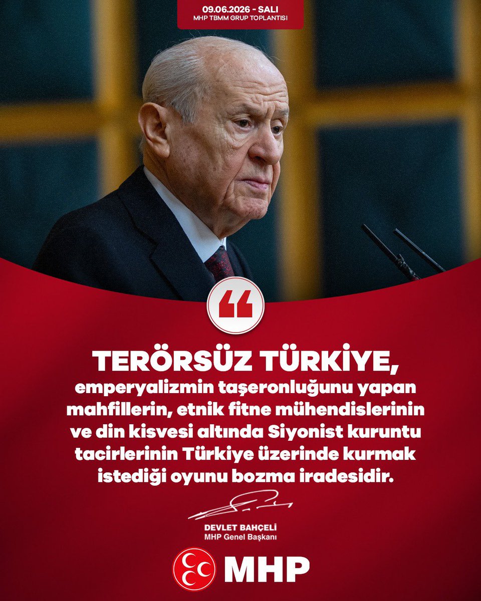 Ulku_Ocaklari's tweet photo. Terörsüz Türkiye, emperyalizmin taşeronluğunu yapan mahfillerin, etnik fitne mühendislerinin ve din kisvesi altında Siyonist kuruntu tacirlerinin Türkiye üzerinde kurmak istediği oyunu bozma iradesidir.

MHP Genel Başkanı
Devlet BAHÇELİ https://t.co/YVkOxRs0gj