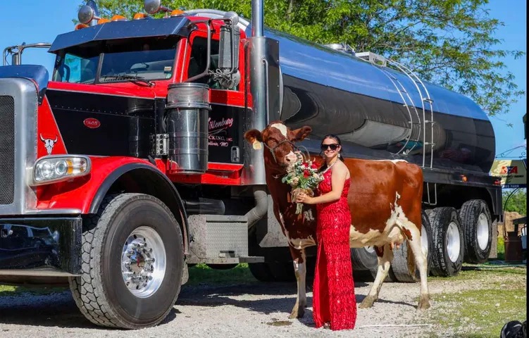 dfamilk's tweet photo. “Why fit in when you can show up in a milk truck?”
Regan Clines, daughter of a DFA farmer-owner, did that for prom, surprising classmates with an entrance rooted in her family’s dairy legacy. What looked bold was personal, honoring generations of hard work still carried on today. https://t.co/VRKQJrESRB