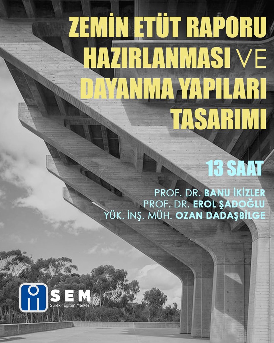 imoadana's tweet photo. 🔷🔹Zemin Etüt Raporu Hazırlanması ve Dayanma Yapıları Tasarımı Eğitimi

Üç farklı eğitmen tarafından hazırlanan bu kapsamlı eğitim programı için 👇
https://t.co/KJM5qo5r80 https://t.co/AONFRdtUsR